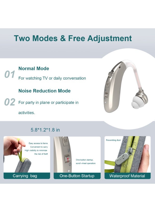 Rechargeable Hearing Aids (Pair) for Seniors, Behind-The-Ear BTE Ear Aid digital Personal sound amplification products devices with Noise Cancellation (Silver) - Image 3