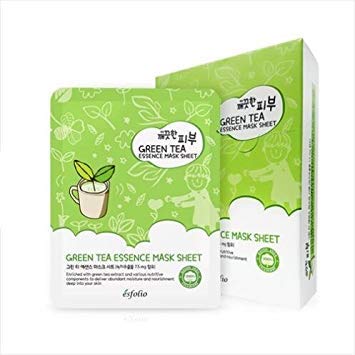 esfolio Green Tea Essence Face Mask  Hydrating Soothing AntioxidantRich Sheet Mask for All Skin Types  Moisturizing Revitalizing Face Treatment for Sensitive and AcneProne Skin Pack of 10
