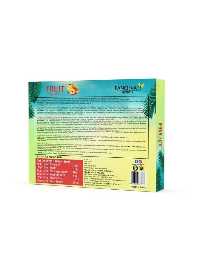 Panchvati Herbals Fruit Facial Kit For Nourished Radiant & Healthy Skin With Fruit Enzymes & Antioxidants 6 Step Facial Kit All Skin Types 180Gm + 50Ml  - Image 5