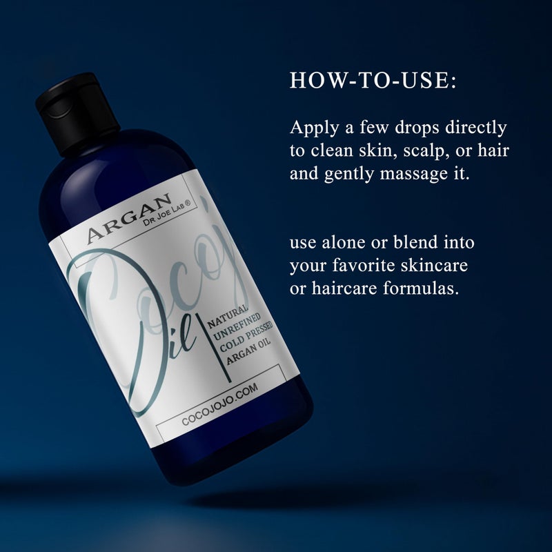 cocojojo Argan Oil - Cold Pressed 8 oz Pure Natural Extra Virgin Unrefined Argan Moroccan Marrakesh Oil Moisturizer Hair Face Lips Body Scalp Skin - Image 4