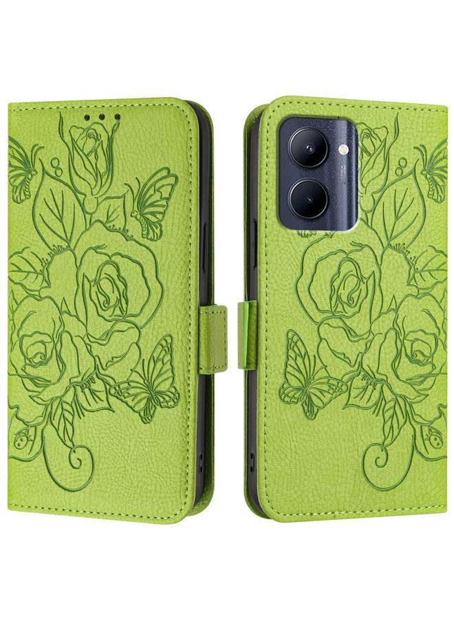 S-TOP Case For Realme C33 2022 / C33 2023 Global Embossed Rose RFID Anti-theft Leather Phone Case - Image 2