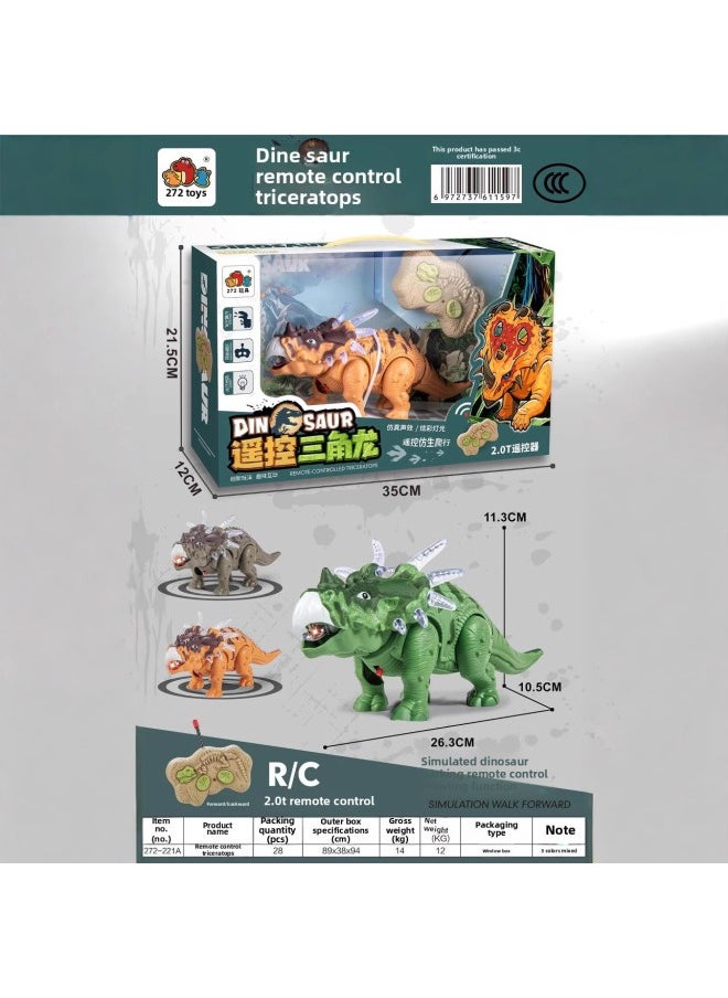 Generic - Children's Fun Dinosaur Toys 272-221A Remote Control Dinosaur Triceratops Toys Gift Box Wholesale-Color:272-226A-Specifications:A Single Style Must Be Shipped In Multiples Of 28 Sets - Image 1