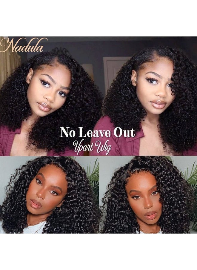 Nadula Adula V Part Wig Kinky Curly Human Hair No Leave Out Glueless Upgraded U Part Wigs For Women 10A Malaysian Afro Curly Vpart Wigs V Shape Clip In Half Wig Beginner Friendly 150% Density 16Inch  - Image 5