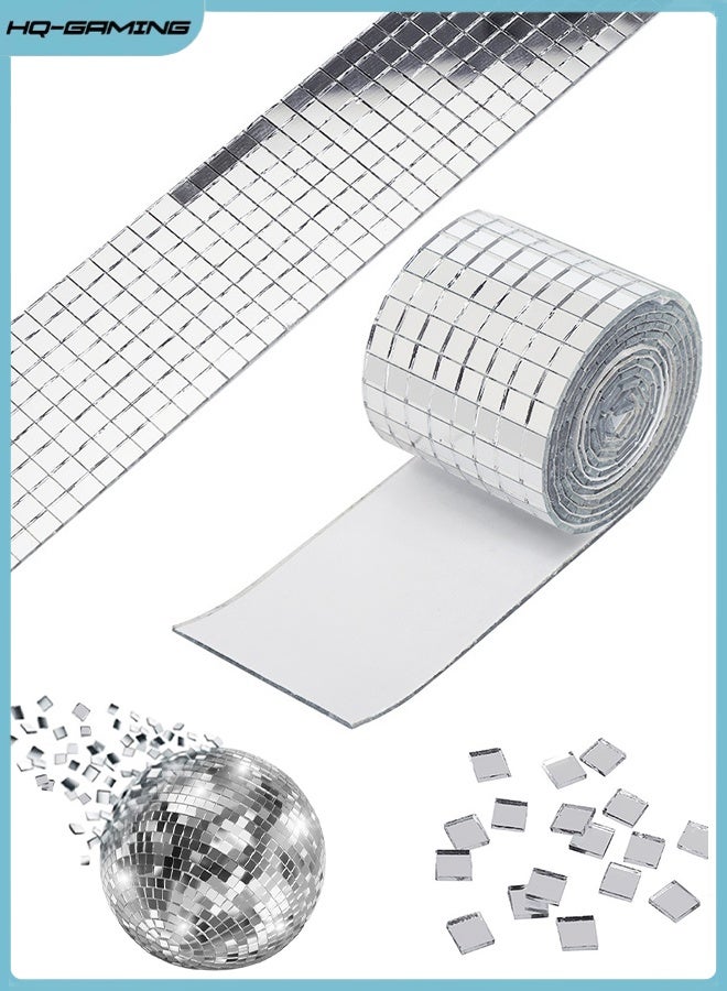 HQ-GAMING Disco Ball Tiles, Self-Adhesive Mirror Tiles for Crafts, Small Mirror Mosaics Tiles for Indoor Decoration, DIY Disco Balls, Vases, Cups, Photo Frames (Silver) - Image 1