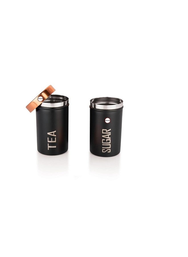 Shopsidex Tea, Coffee & Sugar Containers Set | Stainless Steel Canisters for Kitchen | 500 Gms, Black - Image 5