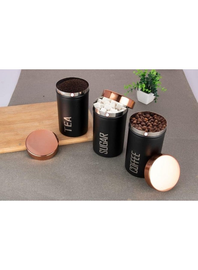 Shopsidex Tea, Coffee & Sugar Containers Set | Stainless Steel Canisters for Kitchen | 500 Gms, Black - Image 4