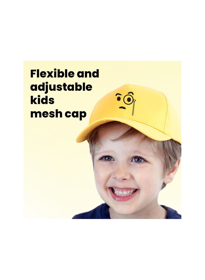 PRINTSHOP4ME Kids Yellow Smiley Face Mesh Cap With Adjustable Plastic Closure–Unisex Baseball Hat For Boys And Girls–Perfect For Outdoor Activities,Sports - Image 4