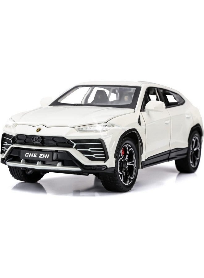 Ixora White LAMBORGHHINI Urus Alloy Metal Pull Back Die-cast Car 1:32 Diecast Metal Pullback Toy car with Openable Doors & Light, Music Boys Gifts Toys for Kids (White)