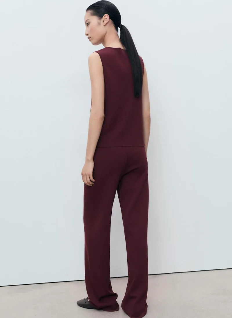 مانجو Knitted trousers with elastic waistband