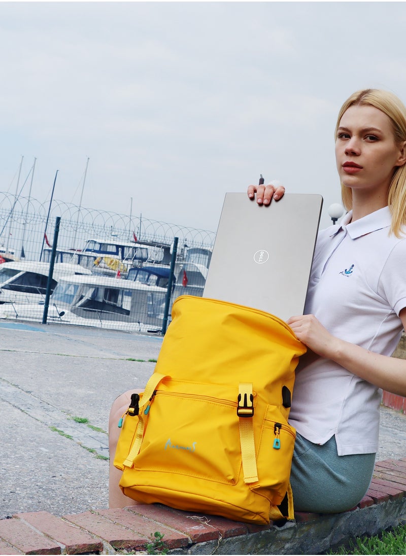Anemoss - Laptop Backpack, Waterproof Backpack for Women and Men, Office Bag with Laptop Compartment, 15-inch Laptop and Notebook, Backpack for Travel Hiking, Yellow - Image 1