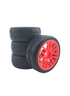 1/10 Level Running Racing Highway Street Running RV Wear-resistant Tire HSP Unlimited RC Remote Control Model Car Four Pack-Color:D6 + A Wheel Hub