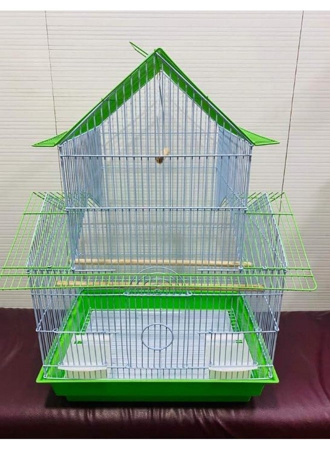 CENTRAL FISH AQUARIUM Bird cage for Budgies,Finches,Love Birds,Cuttlefish BoneHolder,Cuttlefish Bone, 2perch,2 Cups (44x 33 x 69 cms) (Colors May Vary) (Hut Model), Metal