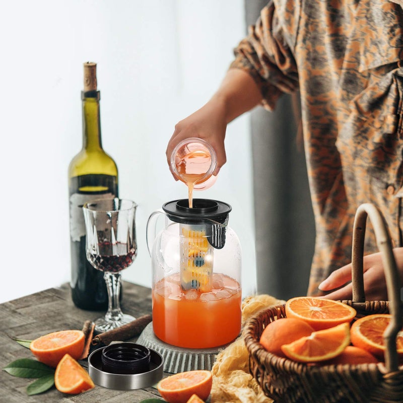 Hiware Glass Fruit Infuser Water Pitcher with Removable Lid, High Heat Resistance Infusion Pitcher for Hot/Cold Water, Flavor-Infused Beverage & Iced Tea - 2 Qt  - Image 4