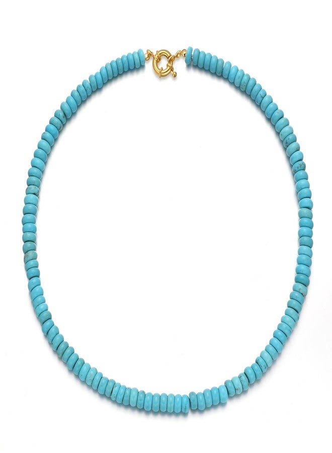 chorfla Beaded Gemstone Necklaces for Women, Bohemian Colored Choker Natural Stone Bead Decoration Summer Beach Handmade Jewelry Necklace, One size fits all, Gold Plated, natural - Image 1