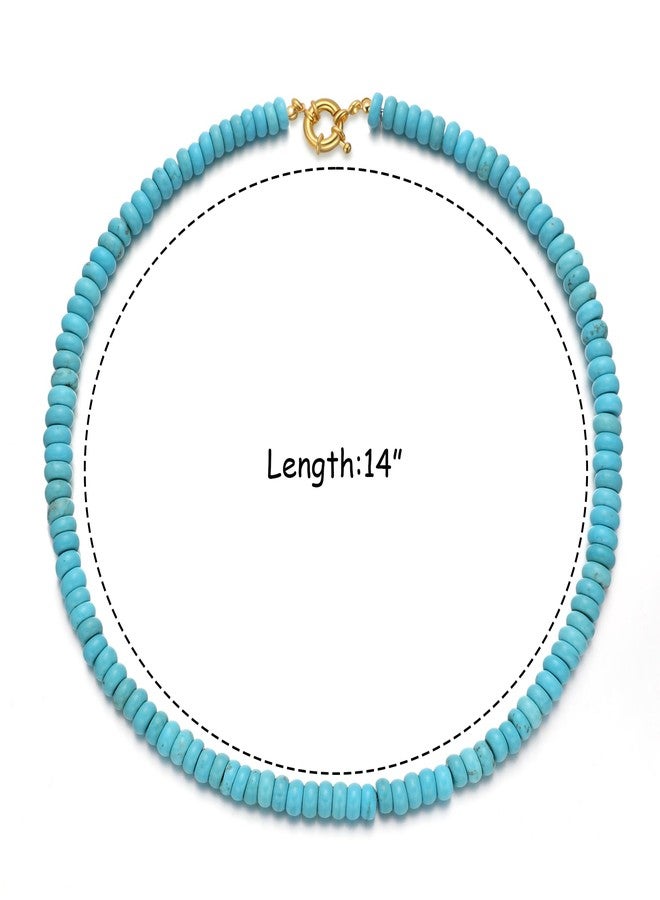 chorfla Beaded Gemstone Necklaces for Women, Bohemian Colored Choker Natural Stone Bead Decoration Summer Beach Handmade Jewelry Necklace, One size fits all, Gold Plated, natural - Image 2