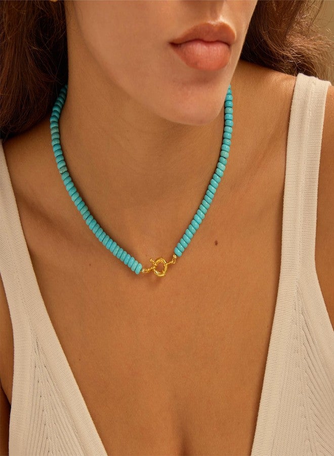 chorfla Beaded Gemstone Necklaces for Women, Bohemian Colored Choker Natural Stone Bead Decoration Summer Beach Handmade Jewelry Necklace, One size fits all, Gold Plated, natural - Image 5