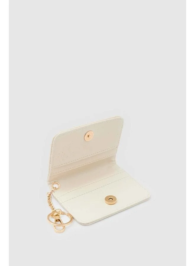 Shule Bags  Woven Knit Leather Charm Cardholder Cream. for Women | Best Price UAE