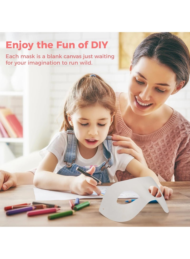 SYOSI أقنعة عين ورقية بيضاء فارغة من SYOSI عدد 24، قناع حفل تنكري DIY، قناع عين نصف الوجه للفنون اليدوية، قناع ورقي فارغ للفنون الورقية لحفلات ماردي/كوسبلاي/حفلات/تنكرية/أداء مسرحي - Image 3