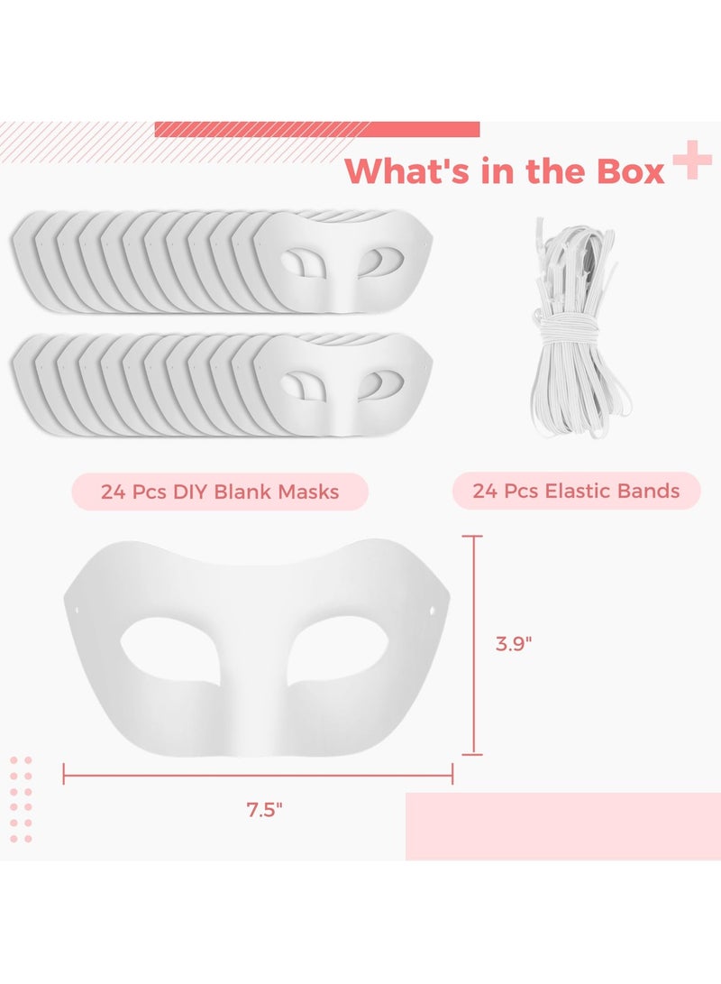 SYOSI أقنعة عين ورقية بيضاء فارغة من SYOSI عدد 24، قناع حفل تنكري DIY، قناع عين نصف الوجه للفنون اليدوية، قناع ورقي فارغ للفنون الورقية لحفلات ماردي/كوسبلاي/حفلات/تنكرية/أداء مسرحي - Image 5