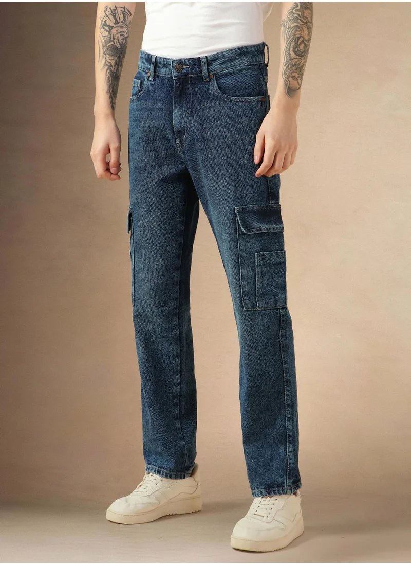 Dennis Lingo Men's Indigo 100% Cotton Solid Full Length Relaxed Fit Jeans