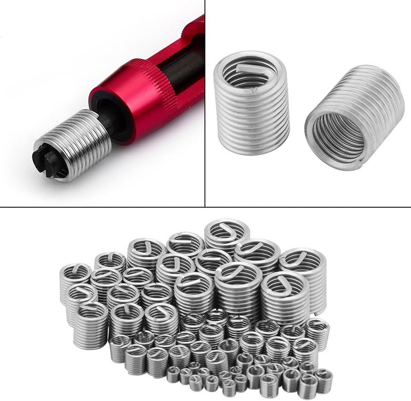 Ejoyous 60 Pcs Wire Thread Inserts kit, M3 M4 M5 M6 M8 M10 Stainless Steel Wire Screw Sleeve Thread Repair Kit for Helical Repair, Eliminate Screw Hole Deviation - Image 3