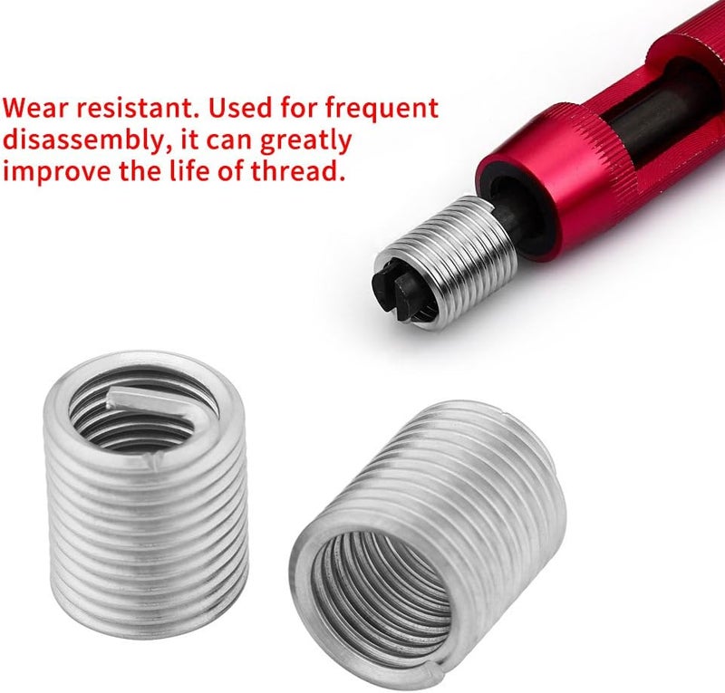 Ejoyous 60 Pcs Wire Thread Inserts kit, M3 M4 M5 M6 M8 M10 Stainless Steel Wire Screw Sleeve Thread Repair Kit for Helical Repair, Eliminate Screw Hole Deviation - Image 4