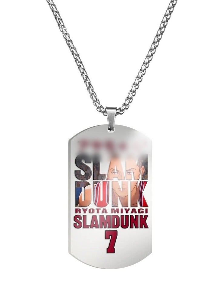 KUYING New Slam Dunk Color Printed Stainless Steel Necklace 