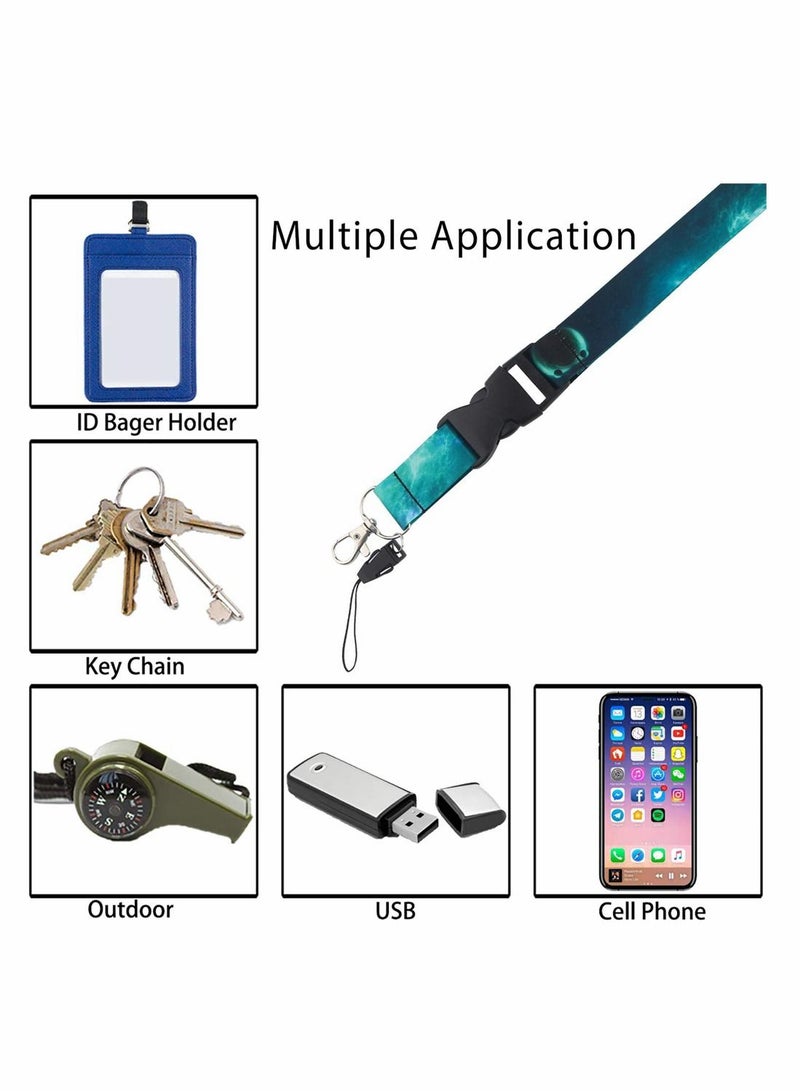 SYOSI Lanyard Strap, Soft Fabric Neck Lanyard Card Holder Keychain Lanyard Neck Strap Keys Lanyards Strap ID Lanyard Cell Phones Bags Accessories Quick Release Detachable Buckle, Green Galaxy Style  - Image 5