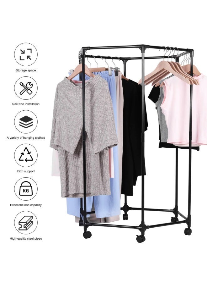 Sisily Rotatable clothing rack, hexagonal dormitory clothes hanger, indoor drying rack, portable clothes rack - Image 5