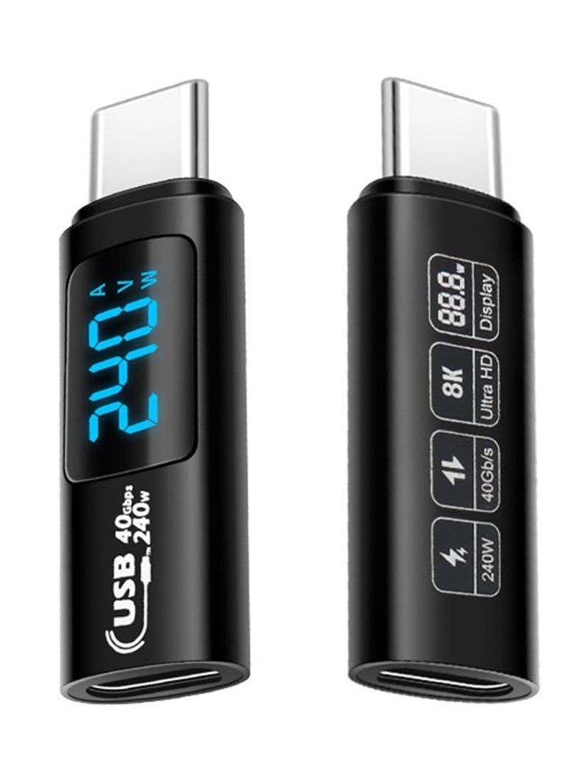 SYOSI USB C Adapter 2Pack 240W Male to Female Extension Type Power Meter Tester with Digital Display for iPad Pro iPhone 15 Max MacBook Laptop and All Cable - Image 1