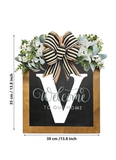 Y&D Welcome Sign Creative Bowknot Letter Wreath In Front Of The Door Outdoor Decoration Props For The Courtyard 35x40CM  - Image 2