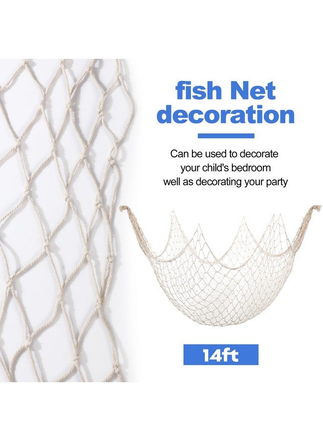 Junkin 59 Pcs Nautical Cruise Birthday Party Decorations Include Fish Net, Sailing Swirls, Nautical Banner, Cake Topper, Foil Fringe Curtains and Latex Balloons for Boys Girls Summer Events Party - Image 5