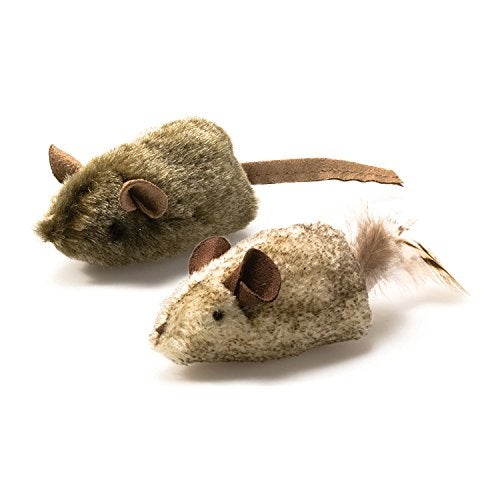Our Pets OurPets PlayNSqueak Twice the Mice Cat Toy 2pc Interactive Catnip Toy Real Mouse Electronic Sound - Image 1
