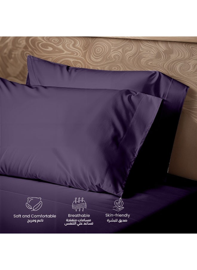 Rest 3-Piece Violet Plush 240X260 Flat Bedsheet Set Includes 1 Deep Pocket Flat Bedsheet And 2 Pillow Covers, Breathable And Machine Washable  - Image 3