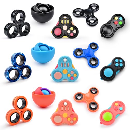 Yrissmiss Fidget Toys Adults Pack 15PcsFidget Spinner with Magnetic Rings GyroFidget Controller Autism Sensory ToysADHD Stress Anxiety Desk FidgetsEaster Basket Stuffers for Kids Teen BoysBOB - Image 1