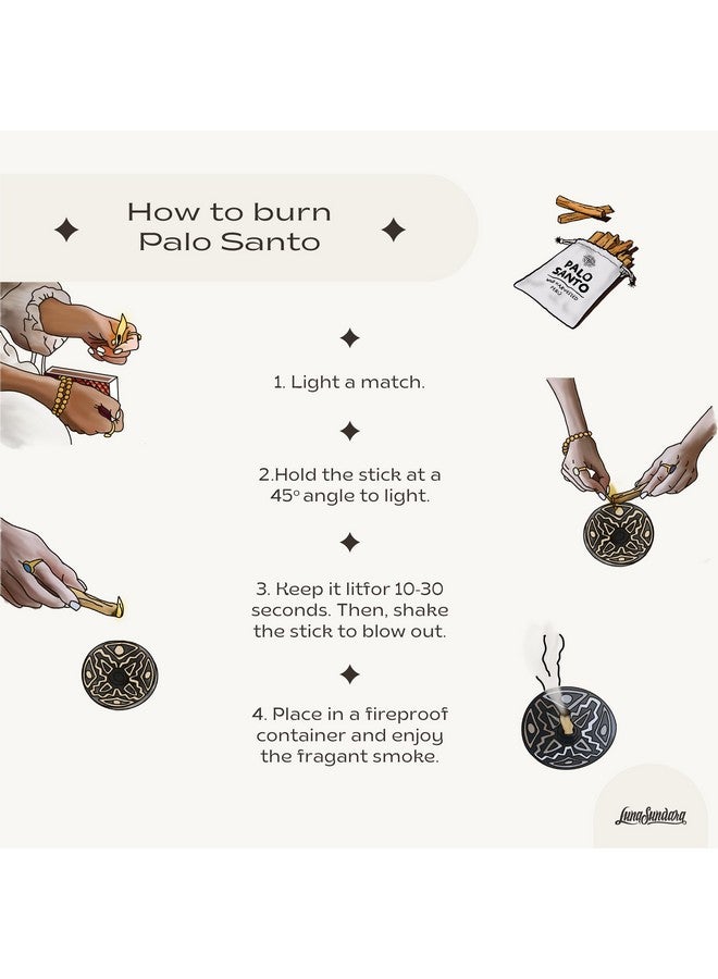 Luna Sundara Palo Santo Sticks From Peru Sustainably Wild Harvested Quality Hand Picked 100 Grams Authentic Smudge Sticks Includes A Reusable Drawstring Bag.  - Image 2