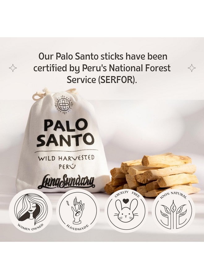 Luna Sundara Palo Santo Sticks From Peru Sustainably Wild Harvested Quality Hand Picked 100 Grams Authentic Smudge Sticks Includes A Reusable Drawstring Bag.  - Image 4
