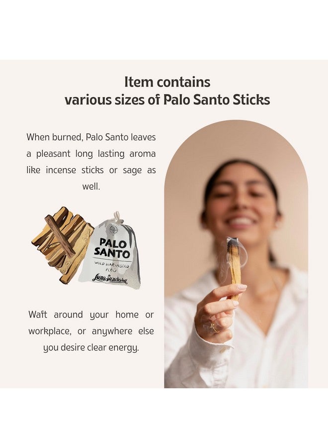 Luna Sundara Palo Santo Sticks From Peru Sustainably Wild Harvested Quality Hand Picked 100 Grams Authentic Smudge Sticks Includes A Reusable Drawstring Bag.  - Image 3
