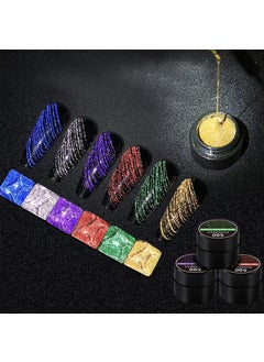 VERONNI Reflective Glitter Spider Gel Nail, 6 Colors Spider Gel for Nail Art Wire Drawing UV/LED Glitter Gel Nail Polish Disco Pulling Line Silk Spider Painting Drawing Gel Salon & DIY Manicure Liner Nail Art 