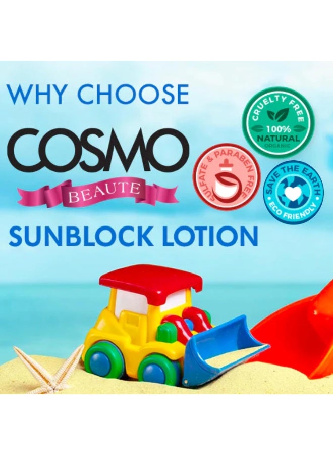 كوزمو لوشن بيتيو كيدز للوقاية من الشمس بعامل حماية 50 من الأشعة فوق البنفسجية الطويلة والمتوسطة يساعد على منع تلف الجلد الناتج عن الشمس 200 مل - Image 4