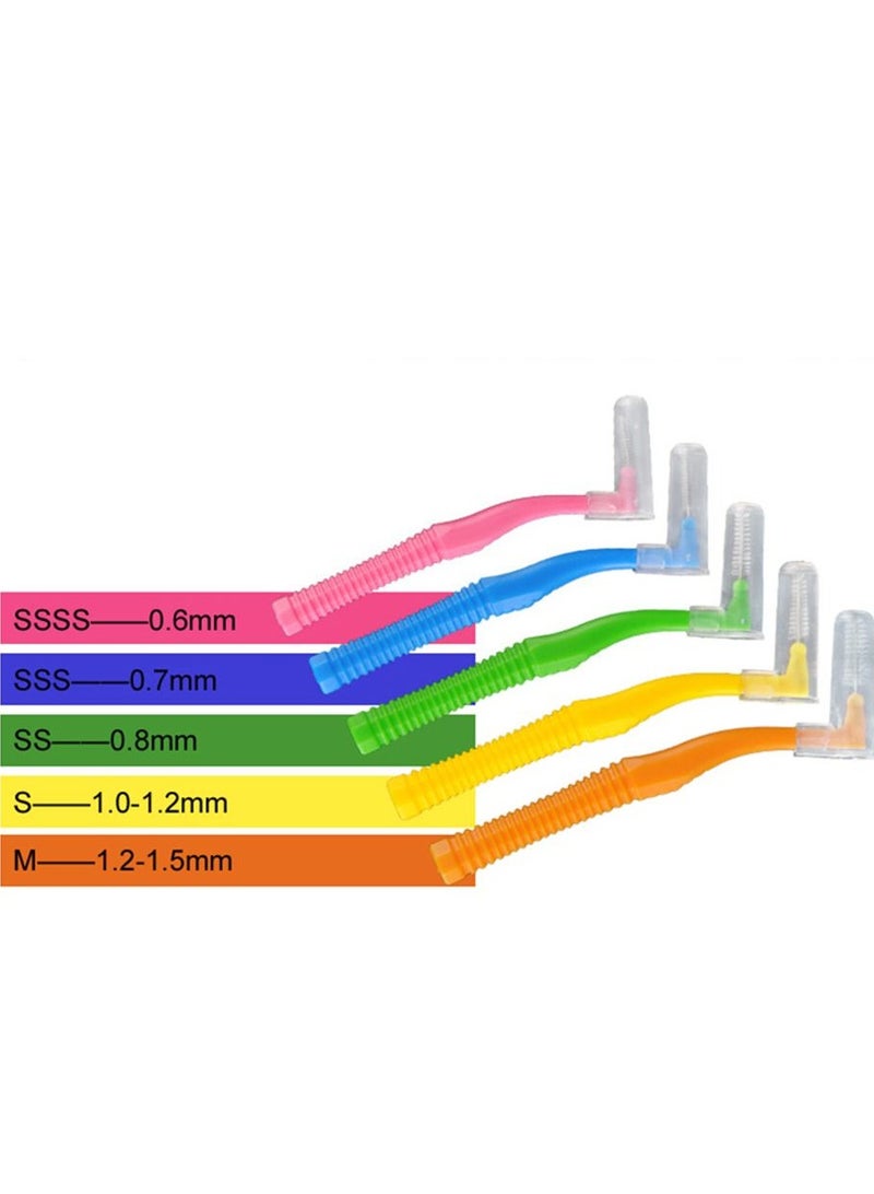 إيه إس إم 20 قطعة / صندوق L شكل دفع وسحب فرشاة بين الأسنان 1.0-1.2 مللي متر قطرها أصفر - Image 2