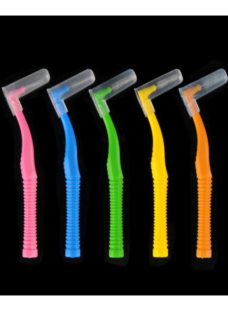 إيه إس إم 20 قطعة / صندوق L شكل دفع وسحب فرشاة بين الأسنان 1.0-1.2 مللي متر قطرها أصفر - Image 3