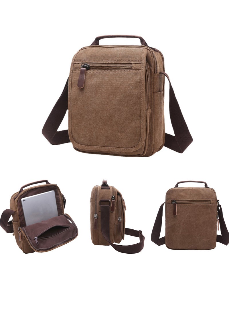 SYOSI Men's Multifunctional Canvas Shoulder Bag, Handbag Multi-Pockets Business Messenger Bags, Outdoor Sports Over Shoulder Crossbody Side Bag  - Image 1