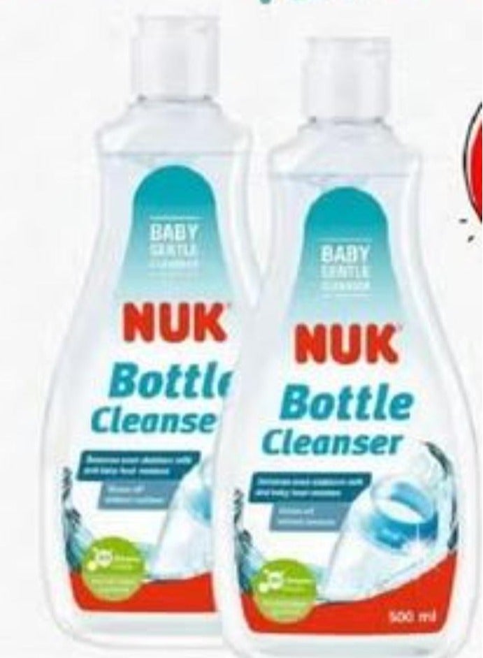NUK NUK Baby Bottle Cleansers for Milk & Juice Residues, 0 Months+, Twin Pack, 500mL Each, Eco-Friendly, Dermatologically Tested - Image 1
