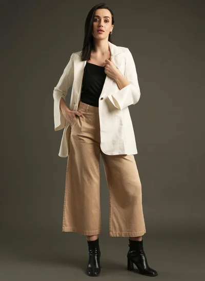globus Globus Women Relaxed Wide Leg Mid-Rise Trousers