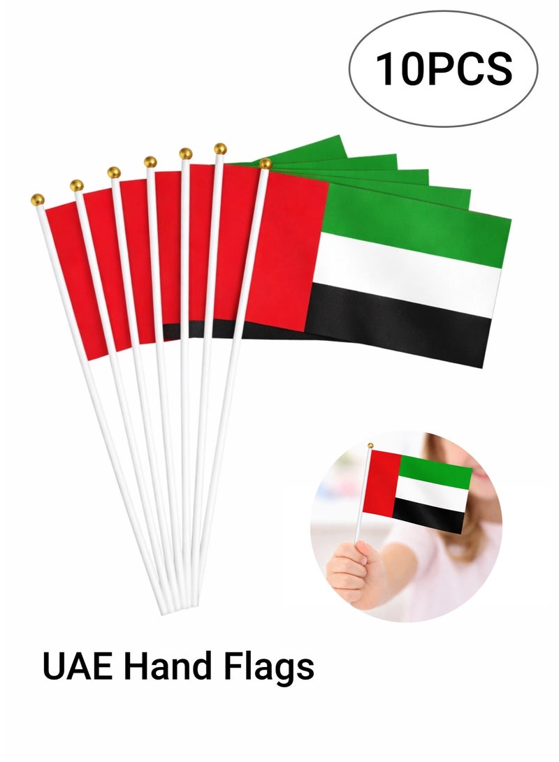 UAE Hand Flags 10PCS Set, Handheld Small UAE Flags for National Day, Events, School Activities & Party Decorations - Image 1