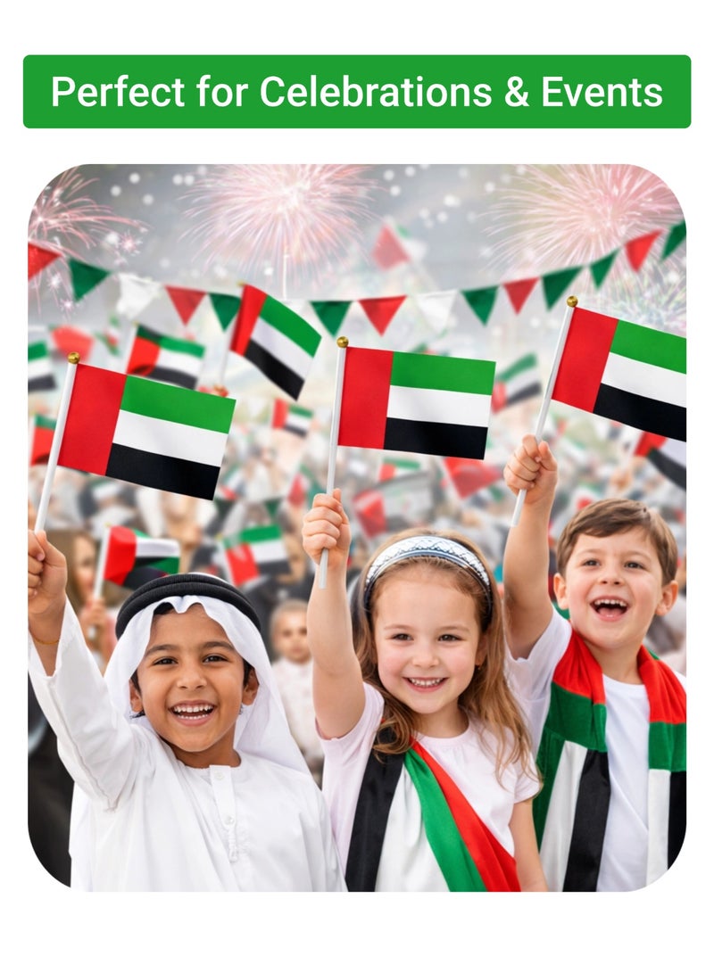 UAE Hand Flags 10PCS Set, Handheld Small UAE Flags for National Day, Events, School Activities & Party Decorations - Image 3