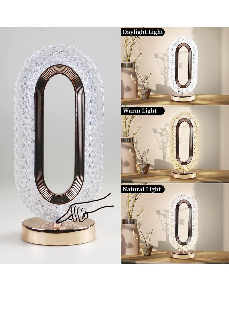 Raxoom Touch Control Crystal Table Desk Lamp, 3-Way Dimmable Light, USB Rechargeable Crystal Diamond Table Lamp, Exquisite Night Stand Light Lamp Beside Lamp for Bedroom Living Room, Decorative Desk Lamp - Image 3