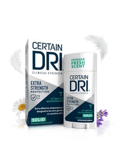 CERTAIN DRI Certain Dri Extra Strength Clinical Solid Antiperspirant, Hyperhidrosis Treatment for Men & Women, Long-Lasting 72hr Protection, Effective Sweat Control, Travel Friendly, Powder Fresh Scent, 1.7oz 