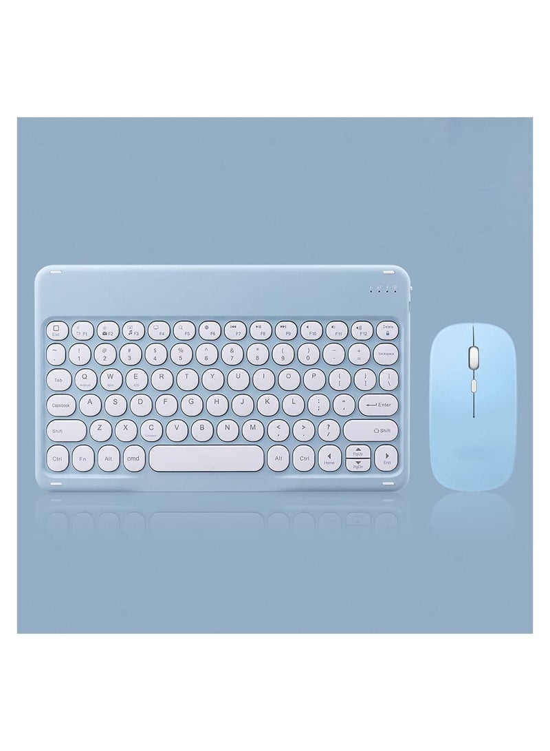 Arabic and English Keyboard and Mouse Combo, Ultra-Slim Portable Compact, Round Cap Color Keyboard Wireless Bluetooth Connection Compatible with iOS Android Windows  - Image 1